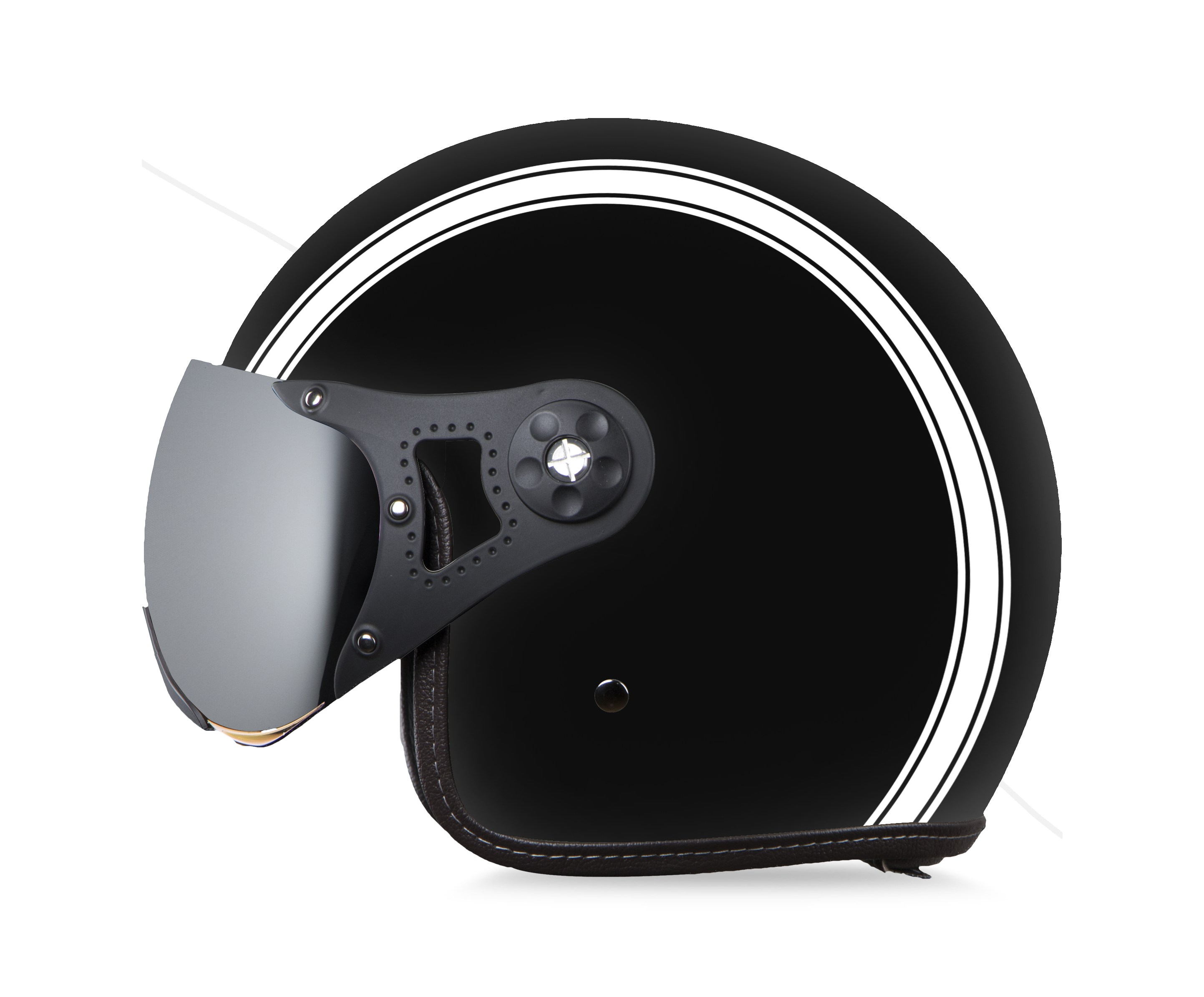 SB-40 DOT STRIPE MAT BLACK WITH WHITE (WITH EXTRA CLEAR VISOR)